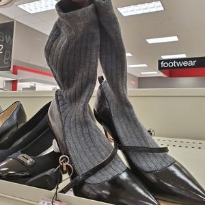 Black Classy Heels with Warm Crew Socks